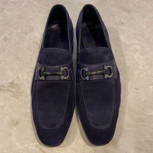 Freeragamo "Cremona" (Blue Suede) Loafer 10E